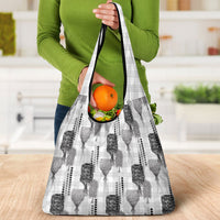Aloha Hawaii Vintage Kahili Pa'a Lima Grocery Bag Palaka Print Hinahina