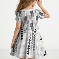 Aloha Hawaii Vintage Kahili Pa'a Lima Kid Short Sleeve Dress Palaka Print Hinahina LT7 - Polynesian Pride