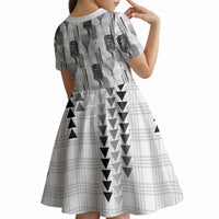 Aloha Hawaii Vintage Kahili Pa'a Lima Kid Short Sleeve Dress Palaka Print Hinahina LT7 - Polynesian Pride