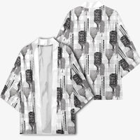 Aloha Hawaii Vintage Kahili Pa'a Lima Kimono Palaka Print Hinahina