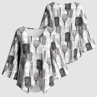 Aloha Hawaii Vintage Kahili Pa'a Lima Kimono Sleeve Blouse Palaka Print Hinahina