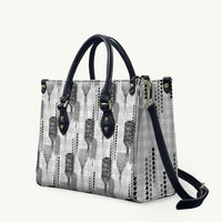 Aloha Hawaii Vintage Kahili Pa'a Lima Leather Bag Palaka Print Hinahina