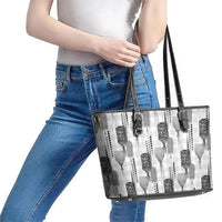 Aloha Hawaii Vintage Kahili Pa'a Lima Leather Tote Bag Palaka Print Hinahina