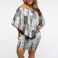 Aloha Hawaii Vintage Kahili Pa'a Lima Off Shoulder Short Dress Palaka Print Hinahina