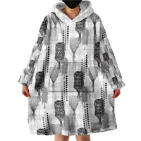 Aloha Hawaii Vintage Kahili Pa'a Lima Wearable Blanket Hoodie Palaka Print Hinahina