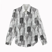 Aloha Hawaii Vintage Kahili Pa'a Lima Women Casual Shirt Palaka Print Hinahina