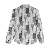 Aloha Hawaii Vintage Kahili Pa'a Lima Women Casual Shirt Palaka Print Hinahina