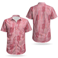Aloha Hawaii Vintage Kahili Pa'a Lima Couples Matching Long Sleeve Bodycon Dress and Hawaiian Shirt Palaka Print Berry Pink