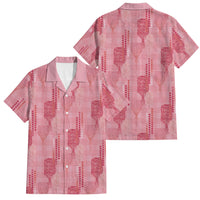 Aloha Hawaii Vintage Kahili Pa'a Lima Family Matching Off Shoulder Maxi Dress and Hawaiian Shirt Palaka Print Berry Pink LT7 Dad's Shirt - Short Sleeve Pink - Polynesian Pride