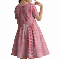 Aloha Hawaii Vintage Kahili Pa'a Lima Kid Short Sleeve Dress Palaka Print Berry Pink LT7 - Polynesian Pride