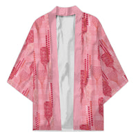 Aloha Hawaii Vintage Kahili Pa'a Lima Kimono Palaka Print Berry Pink