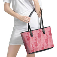 Aloha Hawaii Vintage Kahili Pa'a Lima Leather Tote Bag Palaka Print Berry Pink