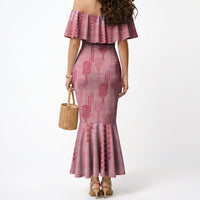 Aloha Hawaii Vintage Kahili Pa'a Lima Mermaid Dress Palaka Print Berry Pink LT7 - Polynesian Pride