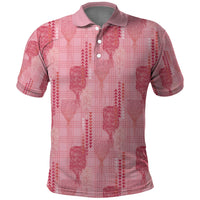 Aloha Hawaii Vintage Kahili Pa'a Lima Polo Shirt Palaka Print Berry Pink LT7 Pink - Polynesian Pride