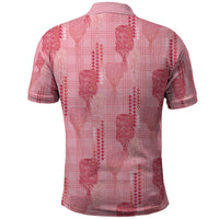 Aloha Hawaii Vintage Kahili Pa'a Lima Polo Shirt Palaka Print Berry Pink LT7 - Polynesian Pride