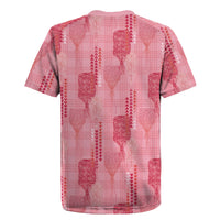 Aloha Hawaii Vintage Kahili Pa'a Lima Rugby Jersey Palaka Print Berry Pink
