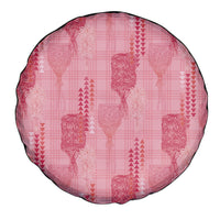 Aloha Hawaii Vintage Kahili Pa'a Lima Spare Tire Cover Palaka Print Berry Pink