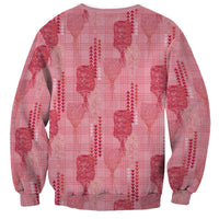 Aloha Hawaii Vintage Kahili Pa'a Lima Sweatshirt Palaka Print Berry Pink