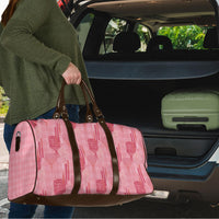 Aloha Hawaii Vintage Kahili Pa'a Lima Travel Bag Palaka Print Berry Pink