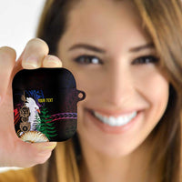 New Caledonia Kanaky Personalized AirPods Case Kagu Bird Emblem LT7 Black - Polynesian Pride