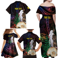 New Caledonia Kanaky Personalized Family Matching Off Shoulder Maxi Dress and Hawaiian Shirt Kagu Bird Emblem - Polynesian Pride