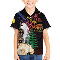 New Caledonia Kanaky Personalized Family Matching Off Shoulder Maxi Dress and Hawaiian Shirt Kagu Bird Emblem - Polynesian Pride