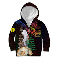 New Caledonia Kanaky Personalized Kid Hoodie Kagu Bird Emblem LT7 Zip Hoodie Black - Polynesian Pride