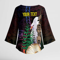 New Caledonia Kanaky Personalized Kimono Sleeve Blouse Kagu Bird Emblem - Polynesian Pride