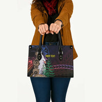 New Caledonia Kanaky Personalized Leather Bag Kagu Bird Emblem LT7 Black - Polynesian Pride