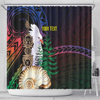 New Caledonia Kanaky Personalized Shower Curtain Kagu Bird Emblem - Polynesian Pride
