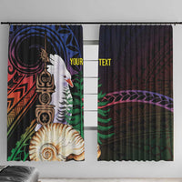 New Caledonia Kanaky Personalized Window Curtain Kagu Bird Emblem - Polynesian Pride