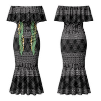 Hawai'i Paniolo Maile Twisted Lei Couples Matching Mermaid Dress and Long Sleeve Button Shirt Obsidian Black LT7 - Polynesian Pride