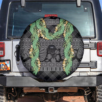 Hawai'i Paniolo Maile Twisted Lei Spare Tire Cover Obsidian Black LT7 Black - Polynesian Pride