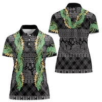 Hawai'i Paniolo Maile Twisted Lei Women Polo Shirt Obsidian Black LT7 - Polynesian Pride