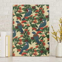 New Zealand Christmas Canvas Wall Art Romantic Tui Birds on Pohutukawa - Ivory - Polynesian Pride