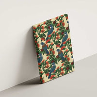 New Zealand Christmas Canvas Wall Art Romantic Tui Birds on Pohutukawa - Ivory - Polynesian Pride