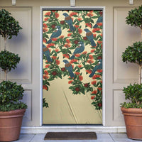 New Zealand Christmas Door Cover Romantic Tui Birds on Pohutukawa - Ivory - Polynesian Pride