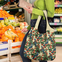 New Zealand Christmas Grocery Bag Romantic Tui Birds on Pohutukawa - Ivory - Polynesian Pride