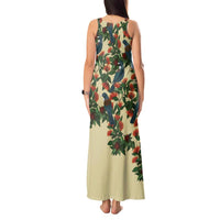 New Zealand Christmas Tank Maxi Dress Romantic Tui Birds on Pohutukawa - Ivory - Polynesian Pride