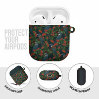 New Zealand Christmas AirPods Case Romantic Tui Birds on Pohutukawa - Cobalt - Polynesian Pride