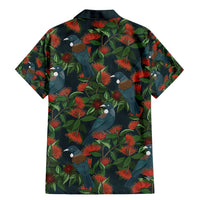New Zealand Christmas Family Matching Mermaid Dress and Hawaiian Shirt Romantic Tui Birds on Pohutukawa - Cobalt - Polynesian Pride