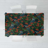 New Zealand Christmas Tablecloth Romantic Tui Birds on Pohutukawa - Cobalt - Polynesian Pride