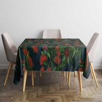 New Zealand Christmas Tablecloth Romantic Tui Birds on Pohutukawa - Cobalt - Polynesian Pride