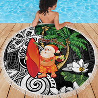 Polynesian Beach Blanket Tropical Santa - Plumeria Black Vintage LT7 - Polynesian Pride