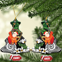 Polynesian Ceramic Ornament Tropical Santa - Plumeria Black Vintage LT7 Christmas Tree Black - Polynesian Pride