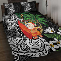 Polynesian Quilt Bed Set Tropical Santa - Plumeria Black Vintage LT7 Black - Polynesian Pride