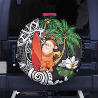 Polynesian Spare Tire Cover Tropical Santa - Plumeria Black Vintage LT7 - Polynesian Pride