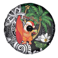 Polynesian Spare Tire Cover Tropical Santa - Plumeria Black Vintage LT7 - Polynesian Pride