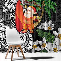 Polynesian Window Curtain Tropical Santa - Plumeria Black Vintage LT7 - Polynesian Pride