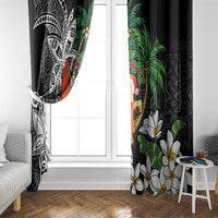 Polynesian Window Curtain Tropical Santa - Plumeria Black Vintage LT7 - Polynesian Pride